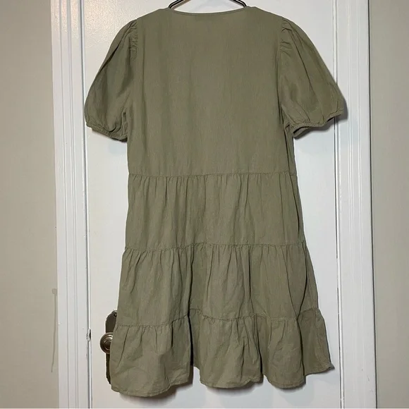 ZARA Linen Blend Tiered Dress size M - Picture 6 of 9
